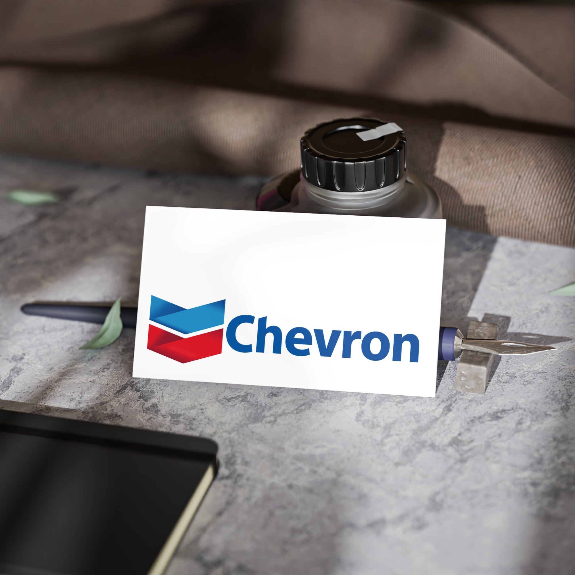 Chevron Logo Business Cards — Professional Corporate Card with Red &amp; Blue Chevron Design