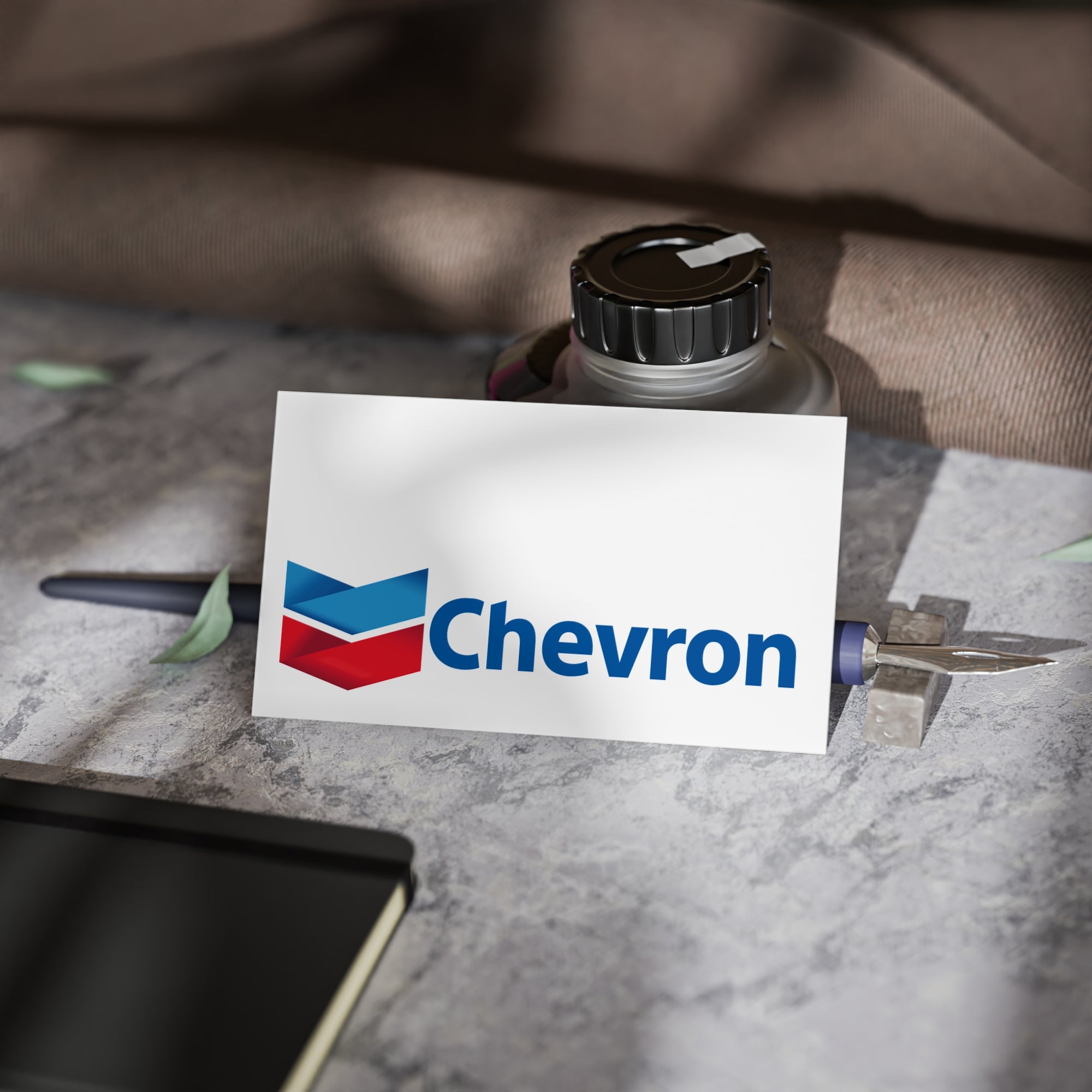 Chevron Logo Business Cards — Professional Corporate Card with Red &amp; Blue Chevron Design