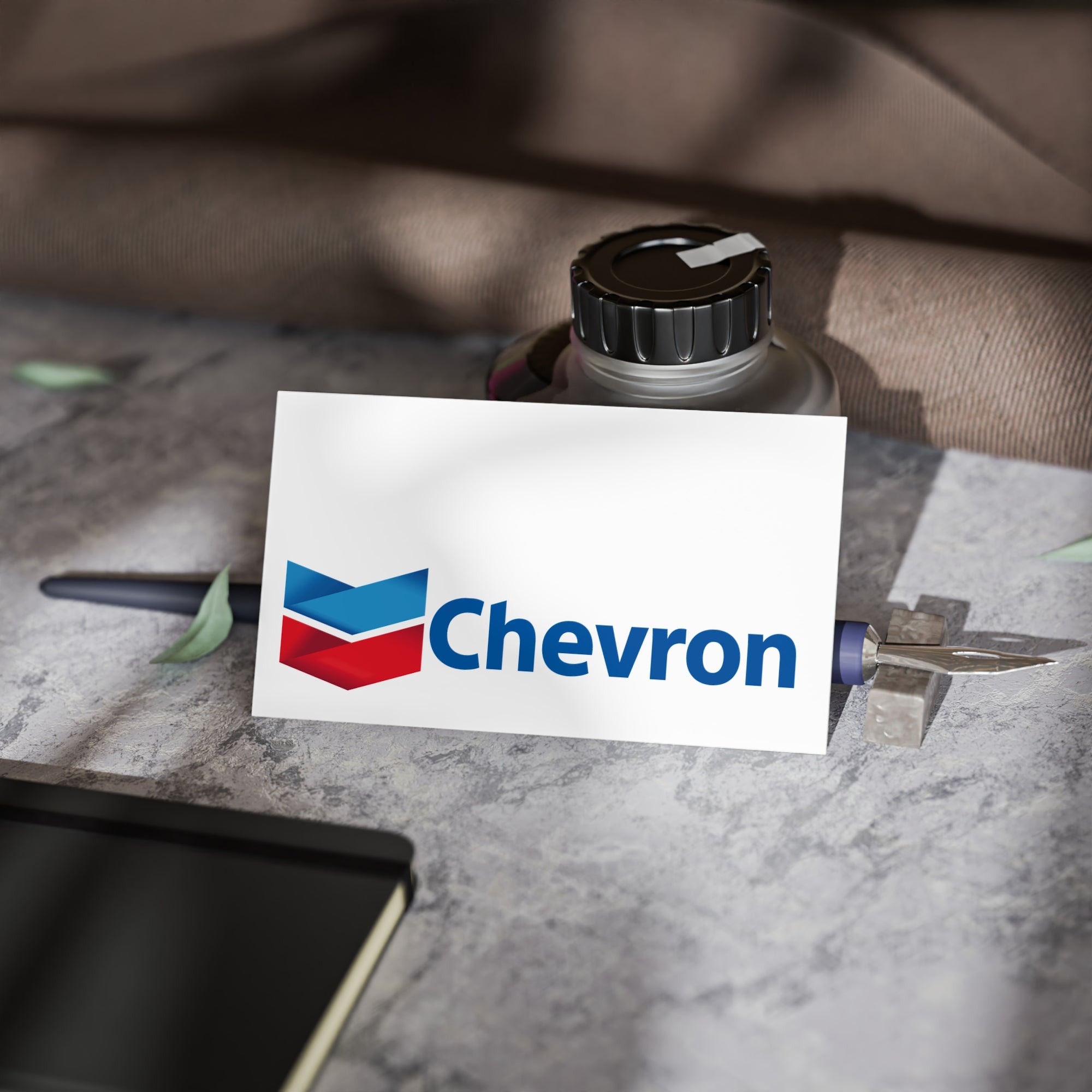 Chevron Logo Business Cards — Professional Corporate Card with Red &amp; Blue Chevron Design
